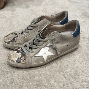 Golden Goose Gray and Blue Women's Sneakers